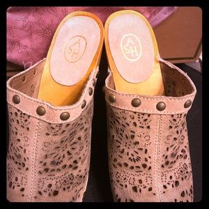 Ash Studded Lace Suede Clogs Sz 40